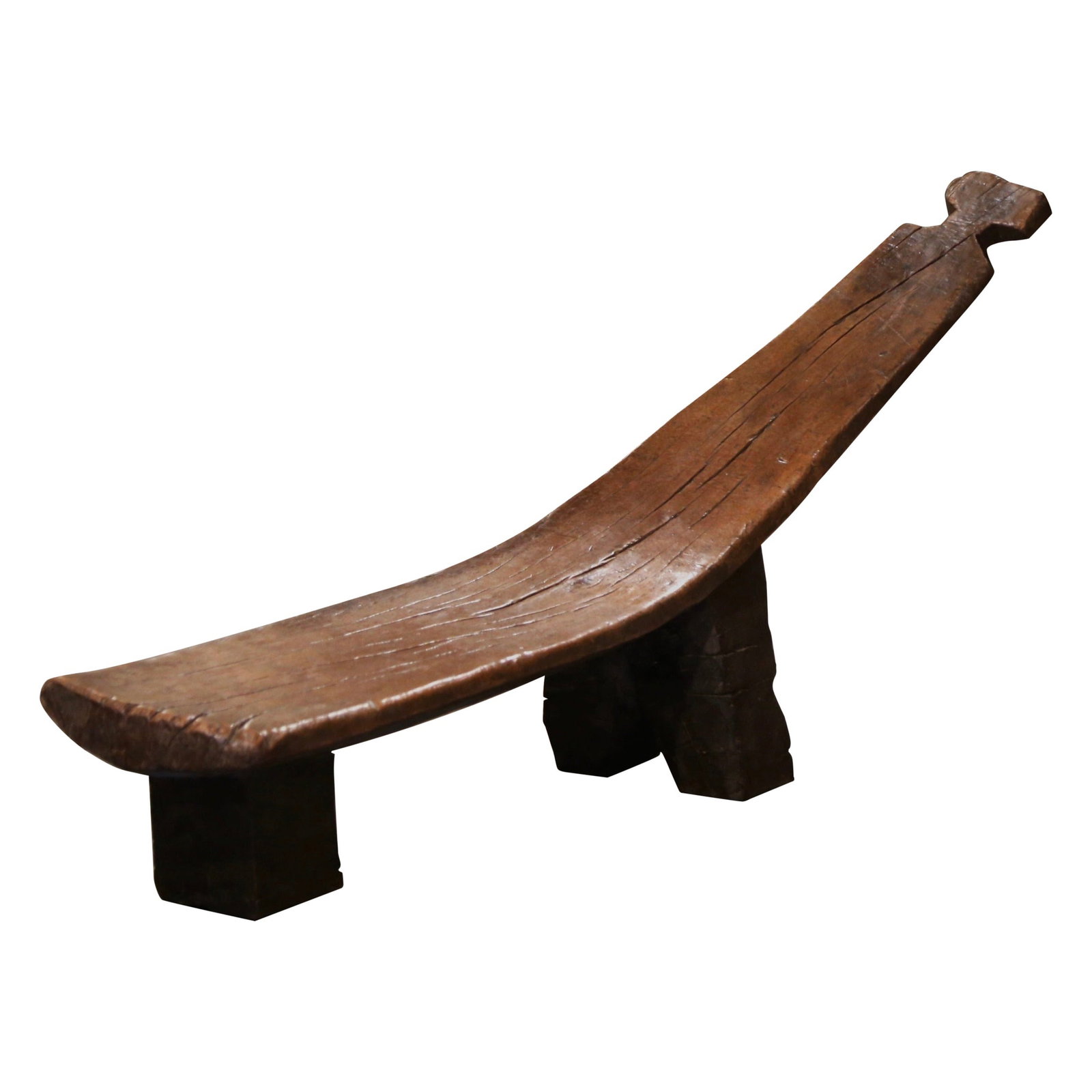 Antique Senufo Tribe Carved Hardwood Bench 27"H x 66.5"W: Antique Senufo Tribe Carved Hardwood Bench 27"H x 66.5"W Experience the charm of early 20th century craftsmanship with this exquisite carved bed bench, attributed to the Senufo tribe of West Africa. T