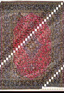 9'10 x 13'5 Handmade Semi-Antique Persian Kashan Rug Red Wool: 9'10 x 13'5 Handmade Semi-Antique Persian Kashan Rug Red Wool Enhance your space with this exquisite 9' 10" x 13' 5" Red Handmade Semi-Antique Persian Kashan Rug, meticulously crafted by skilled Persi