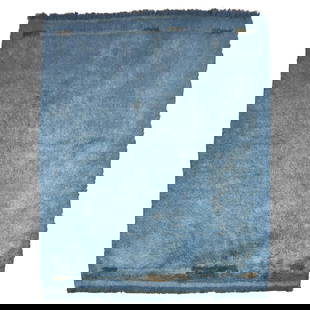 Zabihi Collection Hand-Woven Blue Minimalist Turkish Tulu Carpet: Zabihi Collection Hand-Woven Blue Minimalist Turkish Tulu Carpet Discover the elegance of the Zabihi Collection Blue Minimalist Vintage Turkish Tulu Carpet. This exquisite hand-woven rug features a mi