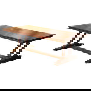 Louis XIII Style Carved Walnut Trestle Table from France: Louis XIII Style Carved Walnut Trestle Table from France This exquisite French Louis XIII Style Carved Walnut Monastery Refectory Trestle Table is a stunning piece for any dining area. Measuring 96 in