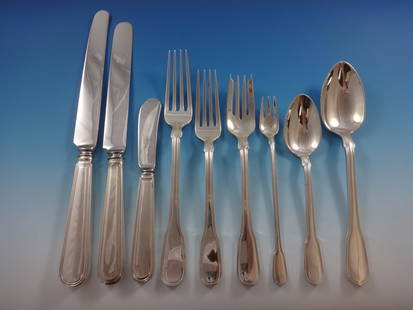 Tiffany & Co. Hamilton Gramercy Sterling Silver Flatware Set 111 Pcs for 12 Guests: Tiffany & Co. Hamilton Gramercy Sterling Silver Flatware Set 111 Pcs for 12 Guests Elevate your dining experience with this exquisite Hamilton Gramercy Tiffany Sterling Silver Flatware Set, crafted by