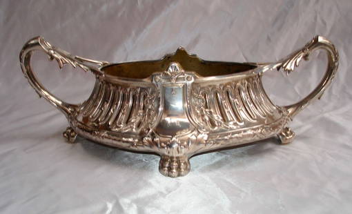 19th Century German 800 Silver Jardiniere Centerpiece with Metal Insert: 19th Century German 800 Silver Jardiniere Centerpiece with Metal Insert This is a magnificent 19th century German 800 silver jardiniere center piece with a metal insert. Fully signed and hallmarked 'e