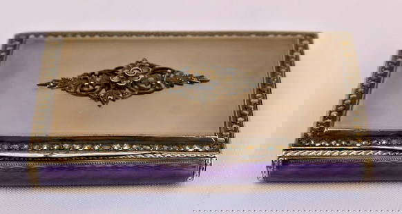 1927 Art Deco German Silver Box with Rock Crystal and Marcasite: 1927 Art Deco German Silver Box with Rock Crystal and Marcasite Discover an exquisite Art Deco box crafted from sterling silver, featuring stunning rock crystal, vibrant enamel, and intricate marcasit