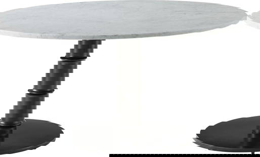 Theodore Alexander Modern Kesden Round Dining Table in Marble and Brass: Theodore Alexander Modern Kesden Round Dining Table in Marble and Brass Introducing the Modern Kesden Marble & Brass Round Table, a stunning addition to any dining room. This exquisite table features