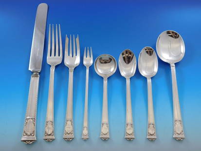 Tiffany & Co San Lorenzo Sterling Silver 102-Piece Flatware Set Art Deco: Tiffany & Co San Lorenzo Sterling Silver 102-Piece Flatware Set Art Deco Experience the timeless elegance of the San Lorenzo flatware set by Tiffany & Co., crafted from high-quality sterling silver. T