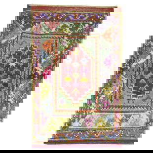 Vibrant Mid-20th Century Hand-Knotted Turkish Wool Rug: Vibrant Mid-20th Century Hand-Knotted Turkish Wool Rug This vibrant Turkish Anatolian rug showcases a stunning futurist design, hand-knotted from high-quality wool. A true one-of-a-kind piece from the