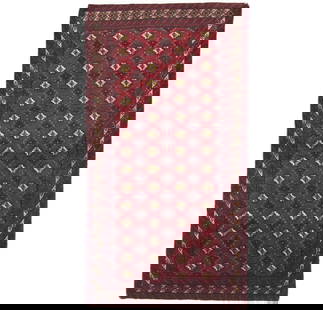 Vintage Hand-Knotted Wool Rug Red Tribal Design 3'6 x 6'8 ft: Vintage Hand-Knotted Wool Rug Red Tribal Design 3'6 x 6'8 ft This exquisite hand-knotted vintage Oriental rug features a vibrant allover design in rich hues of red, charcoal, caramel, and cream. Craft
