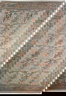 Timeless 7.6 x 11.9 Beige Semi-Antique Oushak Rug Handwoven in Turkey: Timeless 7.6 x 11.9 Beige Semi-Antique Oushak Rug Handwoven in Turkey Enhance your home's aesthetic with the timeless elegance of this 7.6 x 11.9 Neutral Beige Semi-Antique Oushak Rug. Crafted with me
