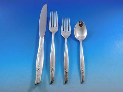 Gorham Sea Rose Sterling Silver Flatware Set for 8 - 63 Pieces: Gorham Sea Rose Sterling Silver Flatware Set for 8 - 63 Pieces Enhance your dining experience with the exquisite Sea Rose Sterling Silver Flatware Set by Gorham, designed in 1958 by Richard L. Huggins