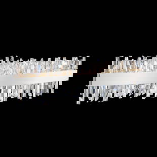 Elegant Chrome & Crystal 24-Inch LED Bath Light: Elegant Chrome & Crystal 24-Inch LED Bath Light Illuminate your bathroom with this elegant Chrome & Crystal bath light fixture. This contemporary piece features a sleek metallic base complemented by t