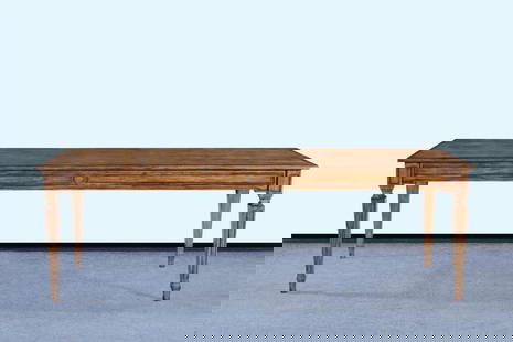 Swedish Gustavian Dining Table in Rustic Pecan: Swedish Gustavian Dining Table in Rustic Pecan This exquisite Swedish Style Dining Table showcases a beautiful rustic pecan finish, enhancing its solid wood construction. Designed with turned legs, th