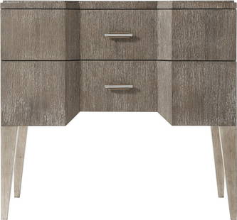 Theodore Alexander Modern Coastal Nightstand Mahogany Oak with Pewter Legs: Theodore Alexander Modern Coastal Nightstand Mahogany Oak with Pewter Legs Elevate your bedroom decor with this Modern Coastal Nightstand, designed for both style and functionality. Crafted with a com