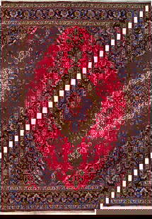 10' x 13'3 Red Handmade Semi Antique Persian Sarouk Rug: 10' x 13'3 Red Handmade Semi Antique Persian Sarouk Rug Transform your living space with this exquisite 10' x 13' 3" Red Handmade Semi Antique Persian Sarouk Rug. Handcrafted by skilled Persian artisa