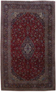 10.2 x 16.7 Red Handmade Persian Kashan Rug with Signature: 10.2 x 16.7 Red Handmade Persian Kashan Rug with Signature Elevate your home decor with this stunning 10' 2" x 16' 7" Red Traditional Luxury Handmade Persian Signed Kashan Rug. Handcrafted by skilled