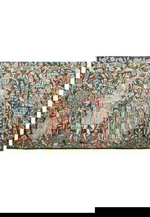 Antique 17th Century French Tapestry Rug 4' x 6.3' Baroque Design: Antique 17th Century French Tapestry Rug 4' x 6.3' Baroque Design Immerse yourself in the elegance of the 17th century with this stunning Antique French Tapestry Hanging Rug. Measuring 4' x 6.3', this