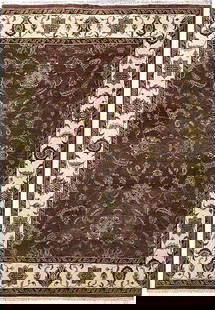 8 x 10 Handmade Agra Rug Natural Wool Olive Rust Beige Ziglar: 8 x 10 Handmade Agra Rug Natural Wool Olive Rust Beige Ziglar Introducing a stunning 8' x 10' Handmade Agra Rug, crafted from natural wool, featuring a rich rust color complemented by olive and beige