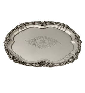 Antique 925 Sterling Silver Handmade Floral Serving Tray 11.75 x 9.25 Inches: Antique 925 Sterling Silver Handmade Floral Serving Tray 11.75 x 9.25 Inches This exquisite antique serving tray plate is crafted from 925 sterling silver, showcasing beautiful handmade floral ornate