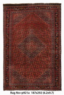 6.2 x 9.7 Handmade Semi-Antique Persian Bijar Rug with Diamond Medallion: 6.2 x 9.7 Handmade Semi-Antique Persian Bijar Rug with Diamond Medallion Transform your living space with this stunning 6.2 x 9.7 Handmade Semi-Antique Persian Bijar Diamond Medallion Rug. Meticulousl