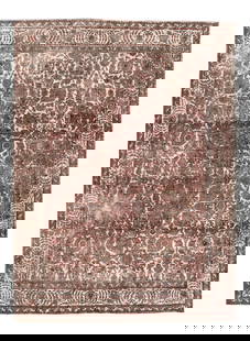 Vintage Persian Wool Rug 11'4 x 15'10 Hand-Knotted Floral Design: Vintage Persian Wool Rug 11'4 x 15'10 Hand-Knotted Floral Design This vintage Persian wool rug showcases exquisite hand-knotted craftsmanship, featuring a stunning color palette of red and brown. The