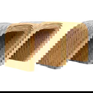 Vintage Ecru Pencil Reed Waterfall Side Tables Pair: Vintage Ecru Pencil Reed Waterfall Side Tables Pair Elevate your decor with this exquisite pair of vintage pencil reed waterfall side tables. Showcasing a beautifully sculptural design, these tables a
