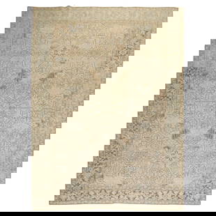 Antique Persian Heriz Rug 7'6" x 11' Wool Hand-Knotted 1930s: Antique Persian Heriz Rug 7'6" x 11' Wool Hand-Knotted 1930s This stunning Antique Persian Heriz Rug from the 1930s features a neutral color palette and distinctive large-scale motifs that embody the