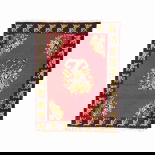 Handmade Gocmen Kilim Rug 90.6x116.5 Red Wool on Wool: Handmade Gocmen Kilim Rug 90.6x116.5 Red Wool on Wool This Authentic Handmade Gocmen Kilim is a stunning textile piece featuring a vibrant red background adorned with intricate floral and geometric pa