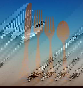 Delacourt by Lunt Sterling Silver Flatware Set 54 Piece Service for 12: Delacourt by Lunt Sterling Silver Flatware Set 54 Piece Service for 12 Introducing the Delacourt by Lunt Sterling Silver Flatware Set, a stunning collection of 54 pieces designed to elevate your dinin