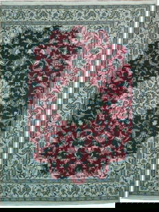 Hand-Knotted 5.9 x 8.2 Cool Blue Persian Nain Rug Wool Silk: Hand-Knotted 5.9 x 8.2 Cool Blue Persian Nain Rug Wool Silk Elevate your home decor with this exquisite 5.9 x 8.2 Cool Blue Persian Wool & Silk Nain Rug. Hand-knotted in the historic city of Nain, thi