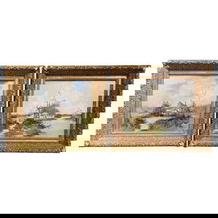 19th Century Pair of Landscapes by Eugene Galien-Laloue: 19th Century Pair of Landscapes by Eugene Galien-Laloue This exquisite pair of 19th-century landscapes, painted by L. Dupuy (a pseudonym of Eugene Galien-Laloue), captures the serene beauty of rural F