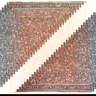 Antique Persian Heriz Rug 9'8 x 12' Wool Hand-Woven Red Iran 20th Century: Antique Persian Heriz Rug 9'8 x 12' Wool Hand-Woven Red Iran 20th Century This stunning antique Persian Heriz rug is a remarkable piece from the 20th century, crafted around 1930 in Iran. It features