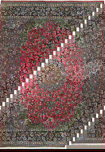 Handwoven 9.6 x 12.9 Red Semi-Antique Persian Isfahan Rug: Handwoven 9.6 x 12.9 Red Semi-Antique Persian Isfahan Rug Enhance your home decor with this exquisite 9.6 x 12.9 Red Semi-Antique Persian Isfahan Rug, meticulously handwoven by skilled artisans in Isf