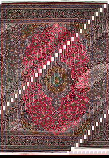 Handcrafted 9.9 x 12.8 Red Semi-Antique Persian Kashan Rug: Handcrafted 9.9 x 12.8 Red Semi-Antique Persian Kashan Rug Introducing a stunning 9.9 x 12.8 Red Semi-Antique Persian Kashan Rug, handcrafted by skilled Persian artisans. This exquisite rug showcases