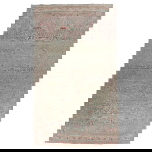 Feminine Oversize Persian Bidjar Rug 10'9 x 18'9 Hand-Woven Wool Iran: Feminine Oversize Persian Bidjar Rug 10'9 x 18'9 Hand-Woven Wool Iran This exquisite early 20th-century Persian Bidjar rug showcases a feminine motif adorned with soft pink and rose accents set agains