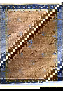 11.8 x 15 Hand-Knotted Antique Chinese Art Deco Rug Taupe: 11.8 x 15 Hand-Knotted Antique Chinese Art Deco Rug Taupe Discover the exquisite beauty of this hand-knotted Chinese Art Deco rug, a true testament to artisanal craftsmanship from the 1930s. With gene