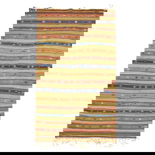 Vintage Hand-Woven Turkish Kilim Rug 5' x 8' Rustic Wool 20th Century: Vintage Hand-Woven Turkish Kilim Rug 5' x 8' Rustic Wool 20th Century This exquisite Antique Turkish Kilim showcases a rustic design, expertly hand-woven from high-quality wool. Originating from Turke