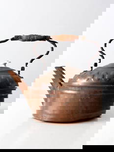 Vintage Copper Tea Kettle with Teardrop Design and Wooden Handle: Vintage Copper Tea Kettle with Teardrop Design and Wooden Handle This antique decorative copper tea kettle from Our Heritage Collection showcases a stunning teardrop design atop a large copper body. I