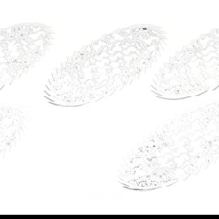 Vintage Set of 3 Sterling Silver Glass Trivets 7" Diameter: Vintage Set of 3 Sterling Silver Glass Trivets 7" Diameter This exquisite set of three matching sterling silver trivets features a beautifully reticulated design overlaying glass. Each trivet measures