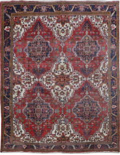 Unique Handmade Persian Heriz Rug 9'8 x 10'11 Bold Colors: Unique Handmade Persian Heriz Rug 9'8 x 10'11 Bold Colors Experience the elegance of this unique Persian Heriz Handmade Rug, measuring 9' 8" x 10' 11". Handcrafted by skilled artisans, this stunning r