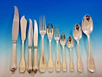 Noailles by Puiforcat French 950 Sterling Silver Flatware Set for 12 - 231 Pieces: Noailles by Puiforcat French 950 Sterling Silver Flatware Set for 12 - 231 Pieces Experience the elegance of the Noailles by Puiforcat French 950 Sterling Silver Flatware Set, featuring an impressive