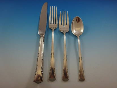 Gorham Greenbrier Sterling Silver Flatware Set 27 Pieces for 6 with Storage Caddy: Gorham Greenbrier Sterling Silver Flatware Set 27 Pieces for 6 with Storage Caddy Enhance your dining experience with the Greenbrier by Gorham Sterling Silver Flatware Set, a stunning collection of 27