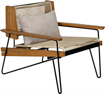 Industrial Steel Rope Teak Benson Chair with Clear Coat Semi Gloss Finish: Industrial Steel Rope Teak Benson Chair with Clear Coat Semi Gloss Finish Introducing the Benson Chair, a perfect blend of traditional style and modern comfort. This chair features a sturdy industrial