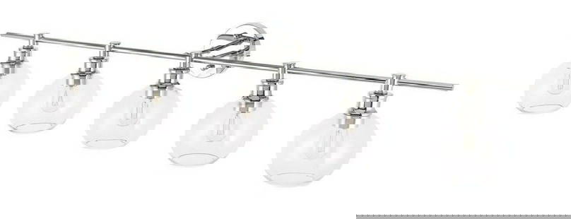 Collier 5-Light Chrome Wall Sconce with Clear Glass Shades 47 Inch: Collier 5-Light Chrome Wall Sconce with Clear Glass Shades 47 Inch Illuminate your space with this stunning 5-light wall sconce, featuring a modern design that seamlessly blends chrome and clear glass