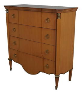 John Widdicomb Neoclassical Chest of Drawers 4 Drawers Brass Hardware: John Widdicomb Neoclassical Chest of Drawers 4 Drawers Brass Hardware This exquisite John Widdicomb Neoclassical Semi-Tall Chest of Drawers showcases timeless elegance with its high-quality constructi