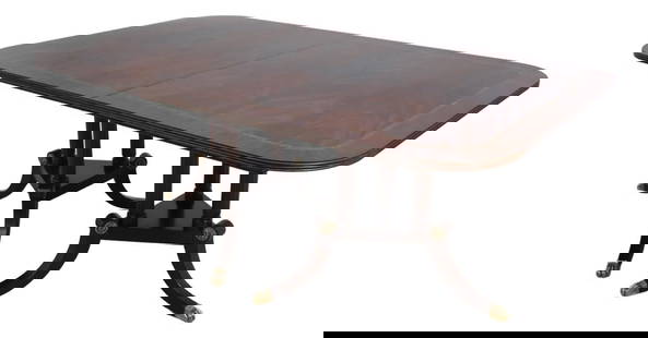 Henkel Harris Model 2276 Flame Mahogany Dining Table with 2 Leaves: Henkel Harris Model 2276 Flame Mahogany Dining Table with 2 Leaves This exquisite Henkel Harris Model 2276 dining room table showcases a stunning flame mahogany top with gorgeous figural patterns, com