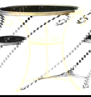 Vintage Regency Global Views Directoire Gueridon Accent Table: Vintage Regency Global Views Directoire Gueridon Accent Table Enhance your decor with the Vintage Regency Global Views Directoire Gueridon Table, an embodiment of classic elegance. This refined accent