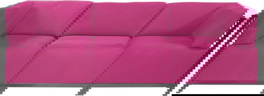 Howard Elliott Regency Axis 3pc Sectional Sofa Fuchsia Pink 30H 95.5W 32.5D: Howard Elliott Regency Axis 3pc Sectional Sofa Fuchsia Pink 30H 95.5W 32.5D Introducing the Regency Axis 3pc Sofa in a striking Fuchsia Pink finish, designed to add a touch of elegance to your living