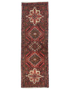Vintage Tribal Geometric Hand-Knotted Wool Runner Rug 2'4 x 6'8: Vintage Tribal Geometric Hand-Knotted Wool Runner Rug 2'4 x 6'8 Enhance your home with this stunning Tribal Geometric Design Oriental Runner Rug, featuring a vibrant palette of red, plum, pink,