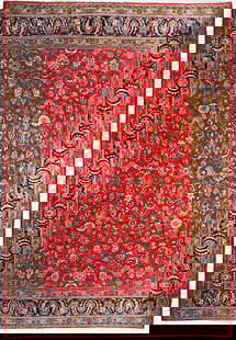 9'11 x 12'8 Persian Tabriz Rug Handmade Red Floral Design: 9'11 x 12'8 Persian Tabriz Rug Handmade Red Floral Design Enhance your living space with this exquisite Persian Tabriz Rug, meticulously handcrafted by skilled artisans in Tabriz, Iran. This luxurious