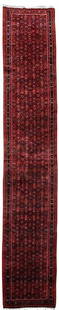 9.8' x 17.5' Handmade Persian Runner Rug Dark Red Intricate Motifs: 9.8' x 17.5' Handmade Persian Runner Rug Dark Red Intricate Motifs This stunning 9.8' x 17.5' Traditional Persian Handmade Runner Rug showcases the artistry of skilled Persian artisans. Crafted with m
