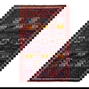 Vintage Handmade Persian Wool Rug 5'10" x 8'8" Red Geometric Design: Vintage Handmade Persian Wool Rug 5'10" x 8'8" Red Geometric Design Beautiful Vintage Persian hand-knotted Wool rug with the red field. This Persian rug has a multicolor accents in all over geometric